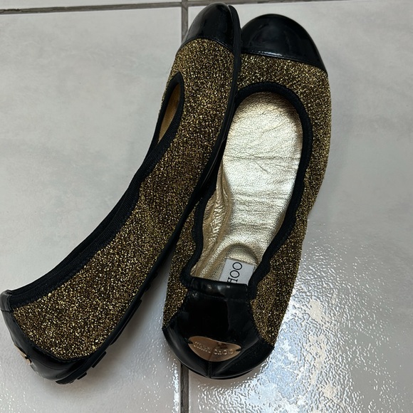Jimmy Choo gold black metallic shimmer ballet flats - Picture 6 of 8